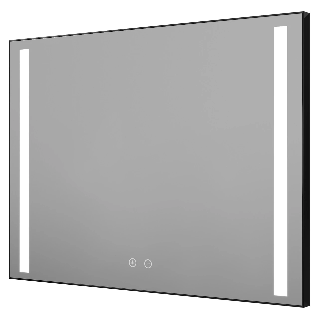 Colore Black Aluminium Framed 800mm X 600mm Illuminated LED Mirror With Demister