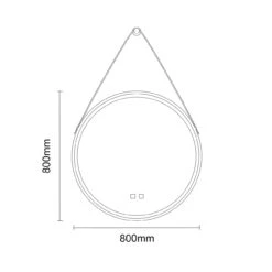 Colore Brushed Brass Frame With Brown Strap 800mm Round Illuminated LED Mirror With Demister And Touch Sensor -Luxury Bathroom Shop colore brushed brass frame with brown strap 800mm round illuminated led mirror with demister and touch sensor line front 82790.1668442992