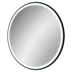 Colore Round Matt Black 600mm LED Illuminated Bathroom Mirror With Demister And Touch Sensor
