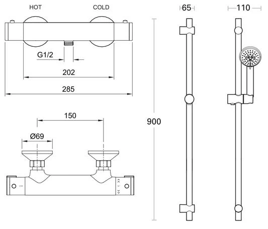 Crosswater Exposed Bar Valve - T6ETBVC 4 Crosswater Exposed Bar Valve - T6ETBVC - Image 2
