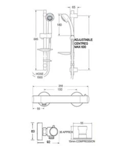 Deva Combi Bar Shower With Kit & Easy Fit Connectors - Combmef -Luxury Bathroom Shop deva combi bar shower with kit easy fit connectors combmef 1