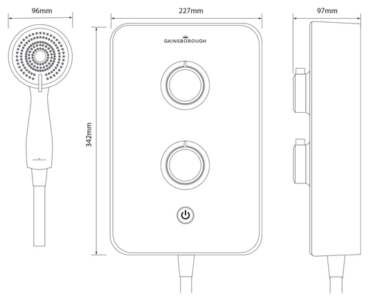 Gainsborough Slim Duo Electric Shower (White) 10.5kw - GSD105 9 Gainsborough Slim Duo Electric Shower (White) 10.5kw - GSD105 - Image 7