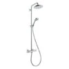 Hansgrohe Croma 220 Showerpipe Thermostatic Mixer With Overhead - 27185000 -Luxury Bathroom Shop hansgrohe croma 220 showerpipe thermostatic mixer with overhead 27185000