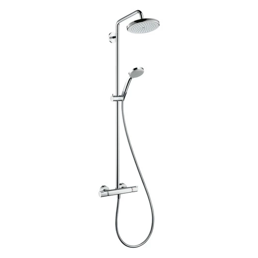Hansgrohe Croma 220 Showerpipe Thermostatic Mixer With Overhead - 27185000 3 Hansgrohe Croma 220 Showerpipe Thermostatic Mixer With Overhead - 27185000