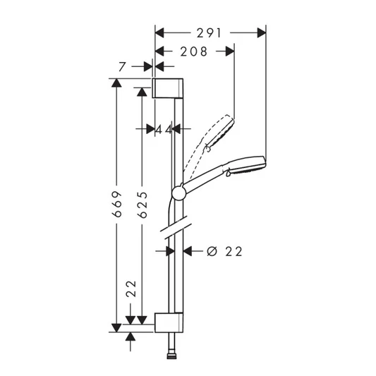 Hansgrohe Crometta 100 Vario Shower Rail Set (Chrome) - 26651400 4 Hansgrohe Crometta 100 Vario Shower Rail Set (Chrome) - 26651400 - Image 2