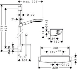 Hansgrohe Ecostat Select E 120 Combi 0.65M Bar Mixer Shower - 27038000 -Luxury Bathroom Shop hansgrohe ecostat select e 120 combi 0 65m bar mixer shower 27038000 1