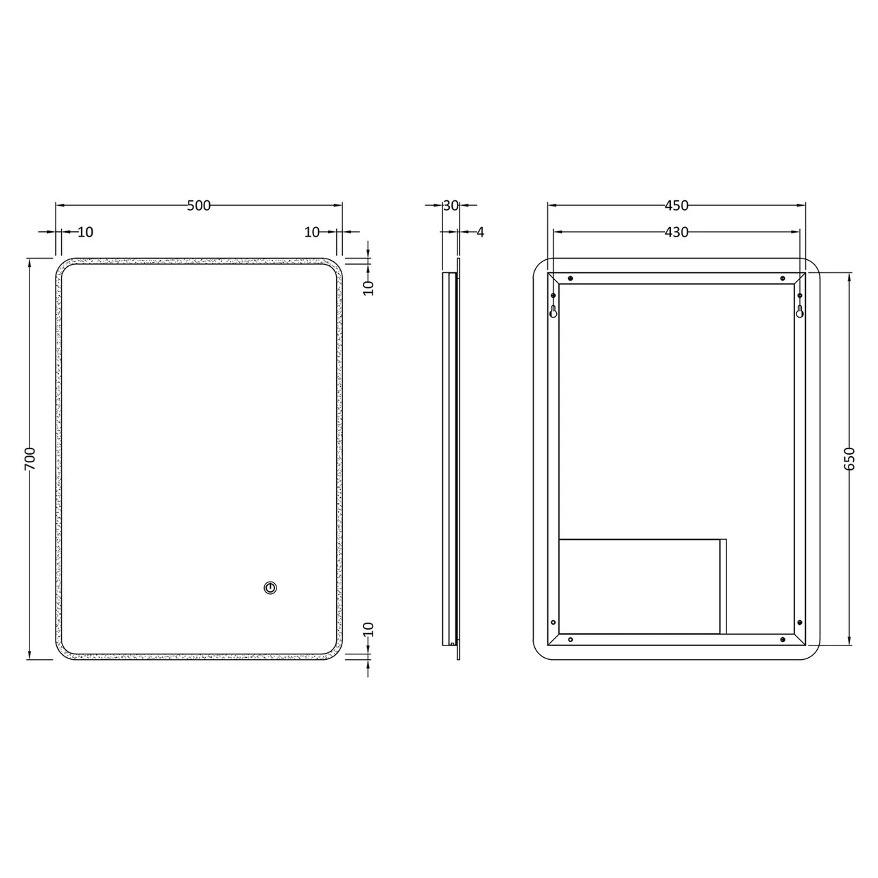 Hudson Reed Silver 700mm X 500mm Ambient Touch Sensor Mirror - LQ603 - Image 2