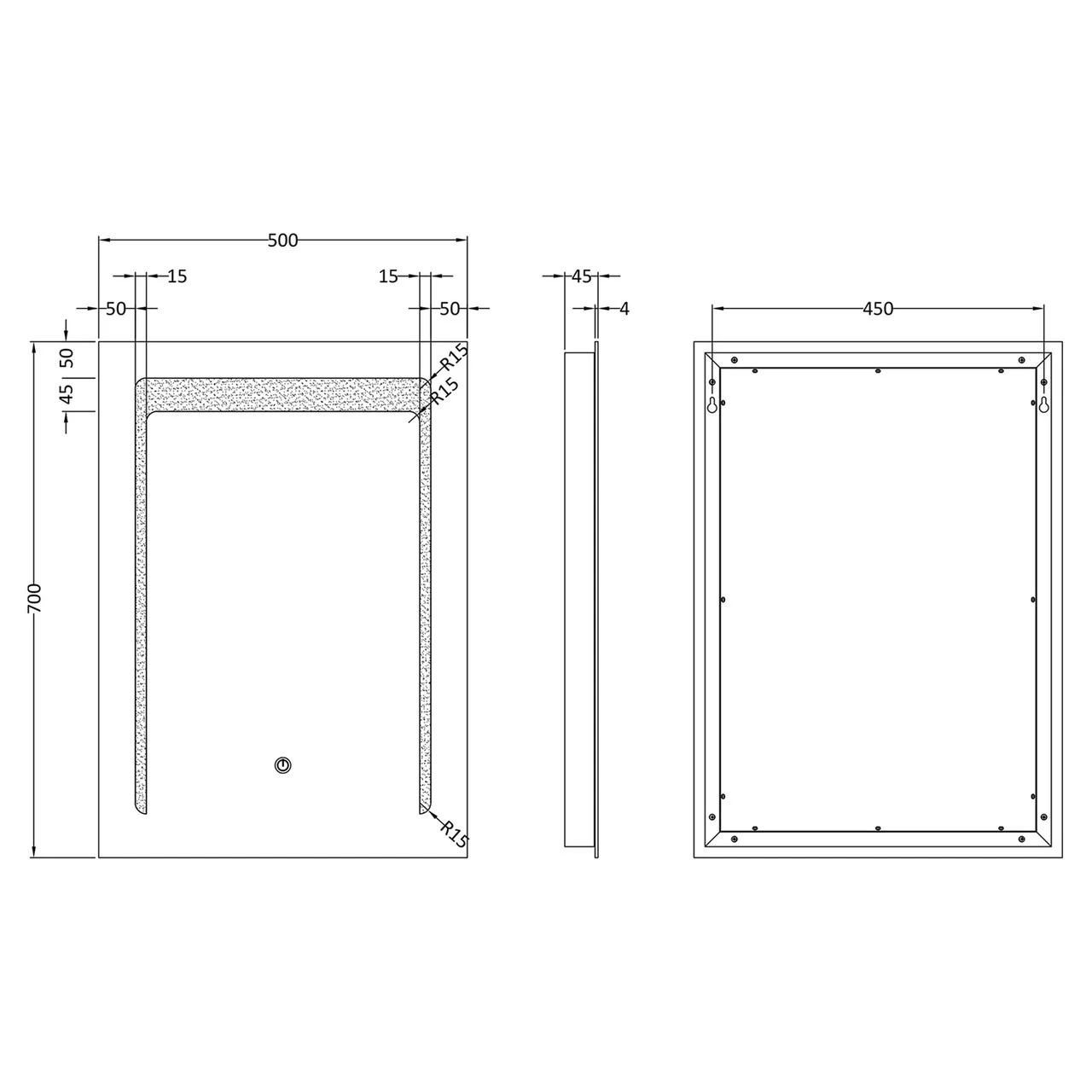 Hudson Reed Silver 700mm X 500mm Touch Sensor LED Mirror With Demister - LQ501 - Image 2