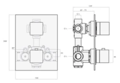 Inta Mio Thermostatic Concealed Shower (Dual Outlet) With Overhead Soak & Rinse Station - Mi80017cp -Luxury Bathroom Shop inta mio thermostatic concealed shower dual outlet with overhead soak rinse station mi80017cp 1
