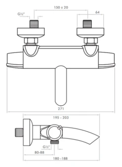 Luxury Bathroom Shop -Luxury Bathroom Shop inta sulis thermostatic bath shower mixer with rail kit 80010cp 1