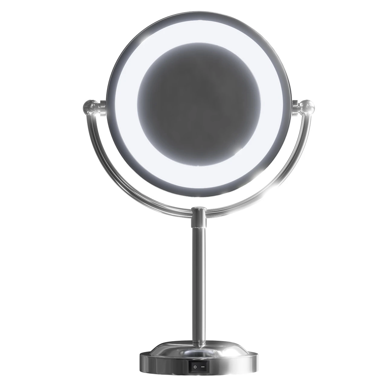 Polished Chrome 190mm Round Illuminated 3x Magnification Swivel Vanity Mirror - Image 2
