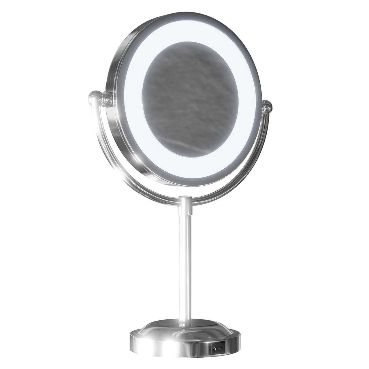 Polished Chrome 190mm Round Illuminated 3x Magnification Swivel Vanity Mirror - Image 3