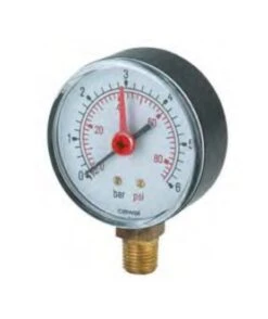 Reliance Pressure Gauge 63mm Dial 0-10 Bar - 1/4"" MBSP Bottom Inlet GAGE 250 009