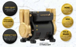 Salamander 2.0 Bar Twin Brass Ended Universal Regenerative Shower And Bathroom Pump - Ct Force 20Tu -Luxury Bathroom Shop salamander 2 0 bar twin brass ended universal regenerative shower and bathroom pump ct force 20tu 1