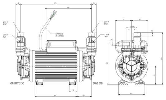 Stuart Turner Monsoon Standard S4.5 Bar Twin - 46418 4 Stuart Turner Monsoon Standard S4.5 Bar Twin - 46418 - Image 2