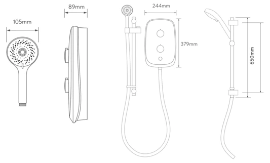 Aqualisa E - Motion Grey/Chrome 10.5Kw - MOGC105 6 Aqualisa E - Motion Grey/Chrome 10.5Kw - MOGC105 - Image 4