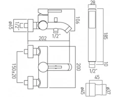 Vado Exposed Bath Shower Mixer Single Lever Wall Mounted With Shower Kit - ZOO-123+K-C/P -Luxury Bathroom Shop vado exposed bath shower mixer single lever wall mounted with shower kit zoo 123 k c p 1