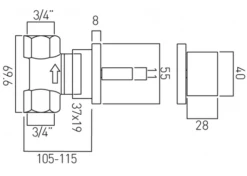 Vado Geo 3/4"" Concealed Stop Valve Wall Mounted (Chrome) - Geo-143-3/4-C/P -Luxury Bathroom Shop vado geo 3 4 concealed stop valve wall mounted chrome geo 143 3 4 c p 1