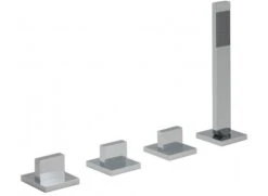 Vado Geo 4 Hole Bath Shower Mixer Deck Mounted Without Spout For Use With Bath Filler Waste And Overflow (Chrome) - Geo-135/Ns-3/4-C/P