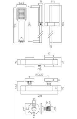 Vado Te Wall Mounted Exposed Thermostatic Shower Valve 1/2"" -Luxury Bathroom Shop vado te wall mounted exposed thermostatic shower valve 1 2